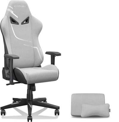 KORNOX - Gamingstoel - Stoffen bekleding - Hoogteverstelbaar - Hoofd- & lendensteun -SilverGrey