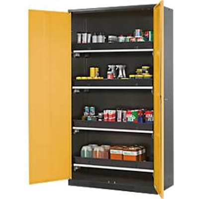 Chemicaliënkast, vleugeldeur, 4 uittrekbare bakken, 1055x520x1950 mm, veiligheid: