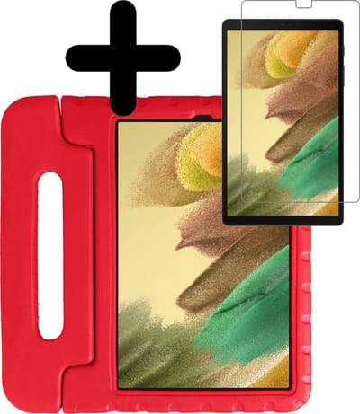 Hoes - Geschikt voor Samsung Galaxy Tab A7 Lite - Met Screenprotector - Kinderhoes Shockproof Bumper - Kidsproof Case - Tablet Hoesje - Kinder Hoesje Cover - Rood