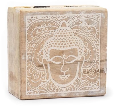 Ancient Wisdom - Decoratief beeld - Boeddha gezicht multicolor 10x10x4,2 cm van hout - beeldje - ornament - interieur - cadeau - kunst