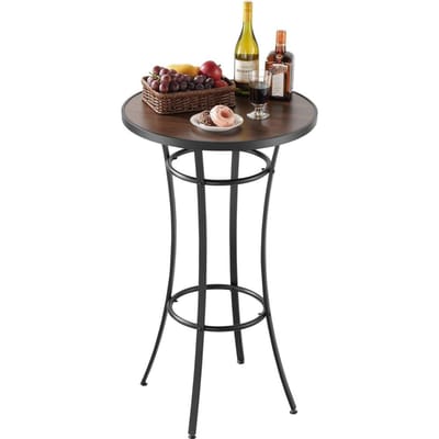 Ronde Buitenbar Tafel, 60 cm Counter Bar Hoogte Bistro Tafel, Terras Eettafels met Makkelijk Schoon te Maken Blad & Stevig Metalen Frame, Binnen Hoge Pub Tafel
