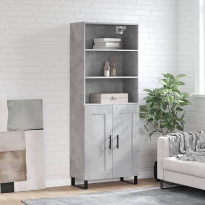 vidaXL - Hoge - kast - 69,5x34x180 - cm - bewerkt - hout - betongrijs