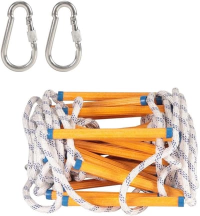 Touwladder 10 meter met 2 Haken, Vuurvast en Robuust, Tot 200 kg Belastbaar