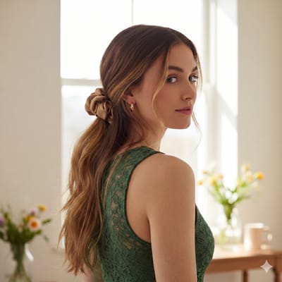 YOSMO - 100% Zijden scrunchie - Extra groot XL - Moerbeizijde - Champagne - Anti pluis haarelastiek voor dik haar