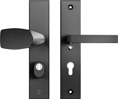 AXA Veiligheids Deurbeslag set - Edge Plus - Deurkruk Aluminium Zwart - Kruk/Knop - SKG3 - PC72 met kerntrekbeveiliging - Schild