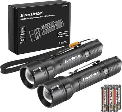 Kleine en krachtige LED-zaklampen 2-pack met telescopische focus en lange batterijduur