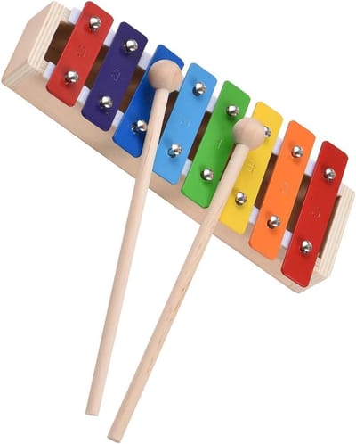 Kleurrijk Klokkenspel - Percussie Instrument - Muziek Ontwikkelen - 8 Gekleurde Noten - 23.8 cm - Multicolor