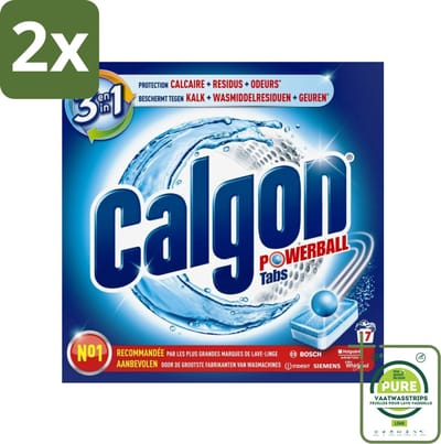 Calgon - Ontkalkingsmiddel - Tegen Kalk, Wasmiddelresiduen & Geuren - 17 Tabletten - Voordeelverpakking - 2 stuks - Wasmachine ontkalken - Wasmachine reiniging