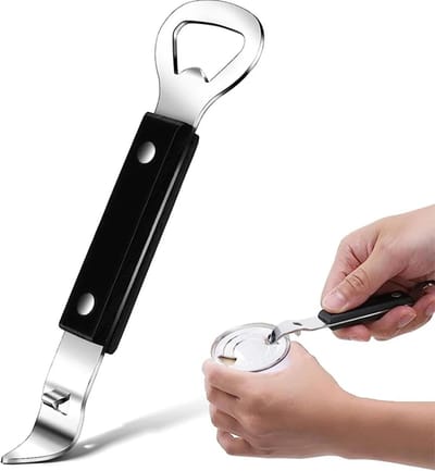 Flesopener – Roestvrij staal – Multifunctioneel – Bieropener – Blikopener – Keukenhulp – Praktisch gereedschap – Compact & handig – 15 x 4 x 2 cm
