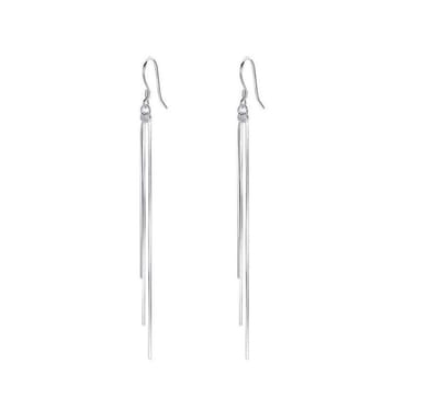 Tibri 448 - Oorbellen dames - Lange zilverkleurige oorhangers / oorbellen - Oorhangers dames