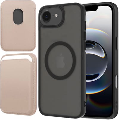 Hoesje + Pasjeshouder geschikt voor iPhone 16e - Portemonnee geschikt voor MagSafe - Magnetisch - Pasjes Houder - Creditcardhouder - Goud
