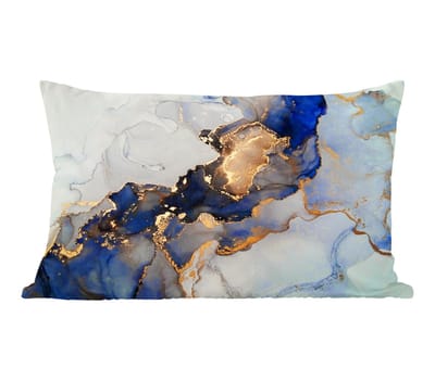 Sierkussens - Kussentjes Woonkamer - 60x40 cm - Marmer - Blauw - Goud