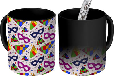 Magische Mok - Foto op Warmte Mokken - Koffiemok - Carnaval - Patronen - Maskers - Magic Mok - Beker - 350 ML - Theemok