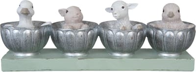 Clayre & Eef Beeld Dieren 26x6x9 cm Grijs Groen Kunststof Dieren