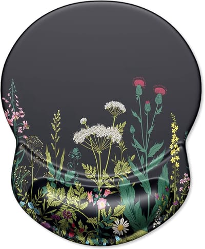 Ergonomische Muismat met Gelpolssteun, Draadloze Muismat, Antislip Basis en Schattige Bloemenprint voor Comfortabel Werken en Studeren