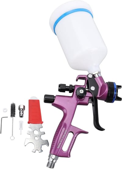 HVLP Spuitpistool Set met 1.3mm Tip en 600ml Bekken voor Auto- en Meubelverf, Ideaal voor Wanddecoratie en Schilderprojecten
