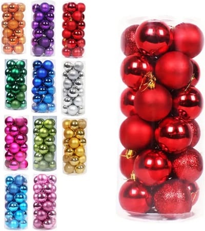 Livano Kerstballen - Kerstversiering - Plastic - Kerstballenset - Rood - 3 cm - 24 stuks