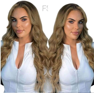 Frazimashop- Pruik- Hittebestendige - Pruiken Dames -Lang golf Haar - #Front Lace Wig 13x4# pruik 65 cm- kleur Linnen bruin-Was