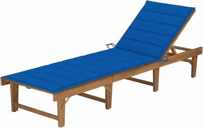 Inklapbare Ligstoel - Houten Loungestoel Tuinstoel - Buiten Ontspannen - 4-standen Verstelbaar - 200 x 61 cm - Blauw