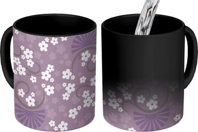 Magische Mok - Foto op Warmte Mokken - Koffiemok - Bloemen - Patronen - Sakura - Magic Mok - Beker - 350 ML - Theemok