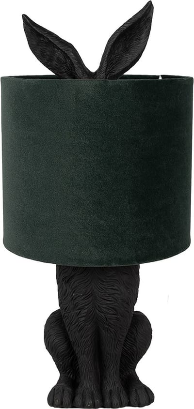 Clayre & Eef Tafellamp Konijn Ø 20x43 cm Zwart Groen Kunststof