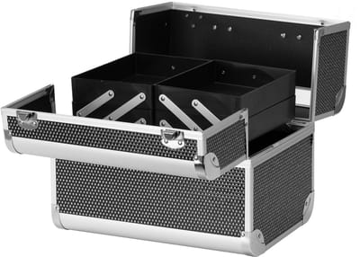 Zwarte Make-up Koffer SC44 – Professionele Cosmetische Koffer & Beautycase voor Visagie en Nagelstyling