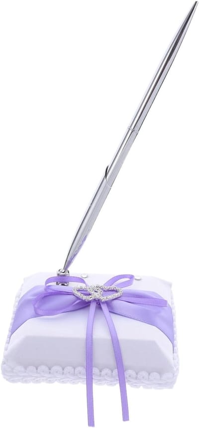 Gastenboek Pen - Trouwpen Houder - Bruiloft Registratie - Met Hartdecoratie - 21 x 10 x 10 cm - Multicolor