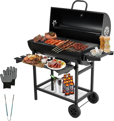 Houtskool BBQ XXL met Deksel en Thermometer – Grote Barbecue met Grillrooster – Verrijdbaar en Stevig