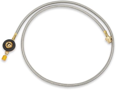 Gasverlengslang - Buiten Koken - Kamperen - Messing Roestvrij Staal - 100 Cm - Zilver