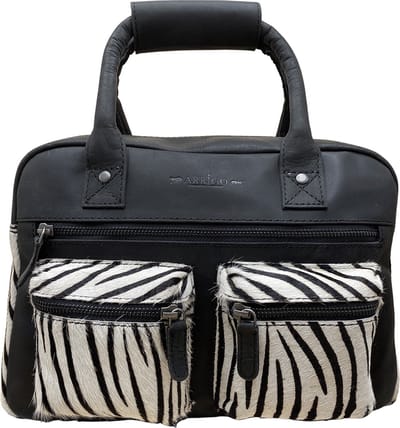 Tas Leer Dames - Zwart – Zebra - Leren Tas dames – Schoudertas Leer – Westernbag - Crossbody Dames Tas – Cowboybag - Handtas