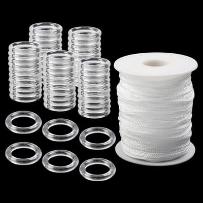 Gordijn Koord Set - Reparatie Kit - Vouwgordijn Maken - Duurzaam Nylon Materiaal - 50 Meter Touw - Wit