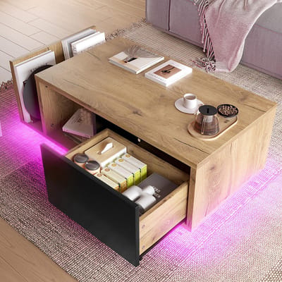 Pugsdrly Multifunctioneel retro buffet dat dienst doet als ruimteverdeler met geïntegreerde ledverlichting – tijdloos ontwerp van hout en metaal met slimme opbergruimte voor een personaliseerbare sfeer van welzijn