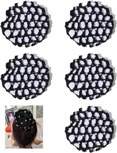 Vijf Haarnetten voor Meisjes met Parels, Perfect voor Ballet, Haarstijlen en Accessoires met Strass
