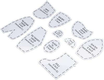 Naaipatroon voor Gevulde Beer Set - DIY Acryl Quiltgereedschap - Herbruikbare Naaisjabloon - Educatief Knutselproject - 10 Stuks - Geschikt voor Dagelijkse Creatieve Activiteiten - Afmeting: S 10 inch