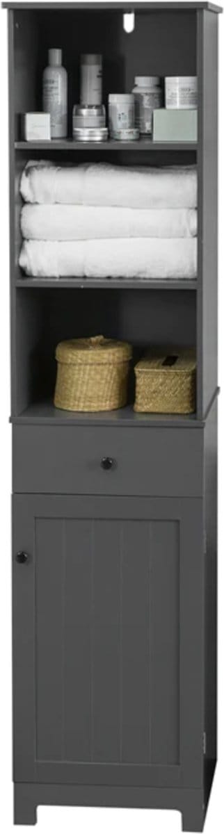 Simpletrade - Hoge badkamerkast - Badkamerrek - Grijs - 40x161x35 cm
