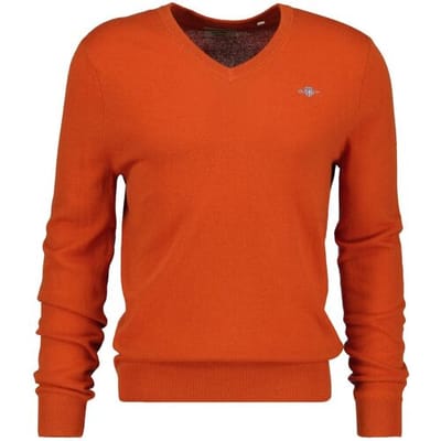 Gant Trui Extrafine Lambswool V-Neck Deep Orange / male