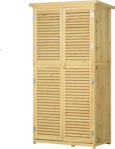 Tuinkast hout - Opbergkasten met deuren - Tuinhuis - Tuinschuur - Schuur voor gereedschap - 87 x 46,5 x 160 cm