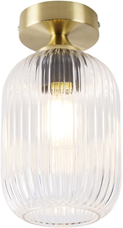 QAZQA banci - Art Deco Plafondlamp - 1 lichts - Ø 140 mm - Goud/messing - Woonkamer | Slaapkamer | Keuken
