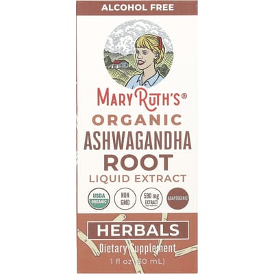 MaryRuth's, Biologisch Ashwagandha Wortel Vloeibaar Extract, Alcoholvrij, 590 mg, 1 fl oz (30 ml)