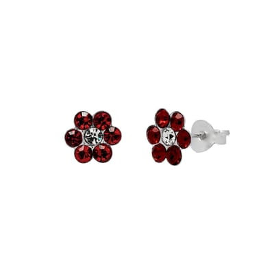 Zilveren oorstekers - bloemetjes met kristallen - kinderoorbellen - 8mm