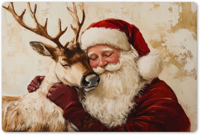 Placemats 45x30 cm - Placemat kunststof - 1 stuk - Kerstman - Rendier - Kerst - Christmas - Borden onderleggers - Decoratie voor op tafel - Keuken tafeldecoratie accessoires - Vinyl onderlegger - Tafelversiering