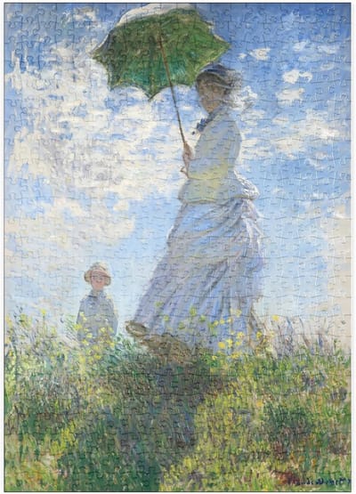Puzzel 500 Stukjes - Vrouw met Parasol, Madame Monet en Haar Zoon - Klassieke Kunst