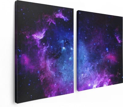Artaza Canvas Schilderij Tweeluik Ruimte in het Paars Blauw  - 120x80 - Foto Op Canvas - Canvas Print