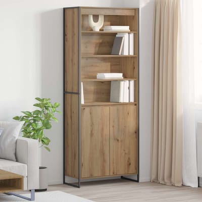 vidaXL - Hoge - Kasten - Ambachtelijk - Eiken - 79 - x - 36 - x - 200 - cm - Bewerkt - hout