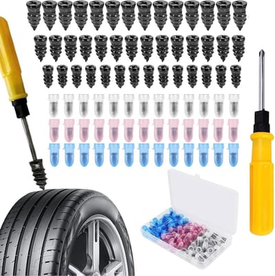 Bandenreparatieset - Rubberen bandenpluggen - Tubeless banden repareren - Hittebestendig staalrubber - 100 stuks 3 maten - Zwart