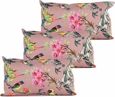 Anna's collection buitenkussen bloem - 3x - roze - 30 x 50 cm - Water en UV bestendig