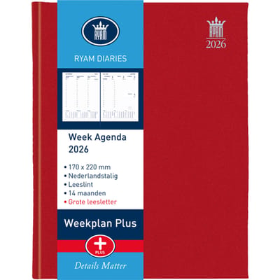 Agenda 2027 Ryam Weekplan Plus Mercury 7dagen/2pagina's rood