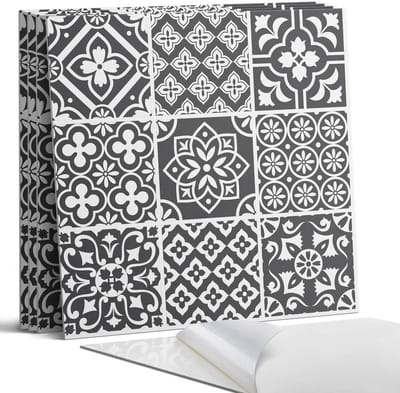 Coloray Wandpanelen Zelfklevend - Geometrische patronen in tegels Zelfklevende Wandpanelen - 50 cm x 50 cm - Zwart Wandpaneel PVC - 4 stuks - Texturen Wandpanelen Zelfklevend - Keuken Wandpanelen - Wandpanelen Badkamer