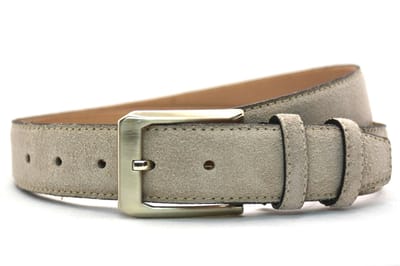 Taupe suede riem YFA - suede pantalon riem taupe - 3,5 cm brede suede riem - riem taupe - Pantalon & Jeans Broekriem - Riemmaat 115cm - Totale lengte 130cm