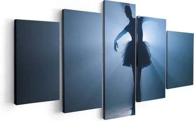 Artaza Canvas Schilderij Vijfluik Ballerina Silhouet - Ballet - 100x50 - Foto Op Canvas - Canvas Print